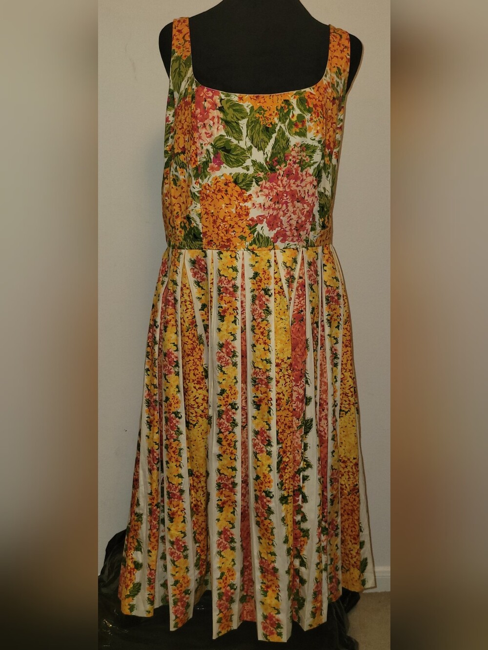 Isaac Mizrahi Yellow, Pink & Green Floral Stripe Sundress